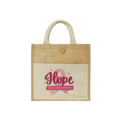Custom Printed Eco - Friendly Jute Bags With Breast Cancer Awareness Logo | Custom Branded Bag | UAE Delivery | Yalla Printing UAE