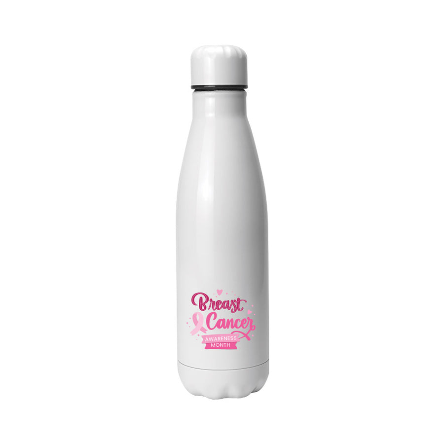 Stainless Steel Bottle with Breast Cancer Awareness Logo – Yalla Printing UAE