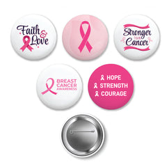 Custom Printed Breast Cancer Awareness Logo Button Badges In Aluminum | Corporate Award & Recognition Gift | UAE Delivery | Yalla Printing UAE