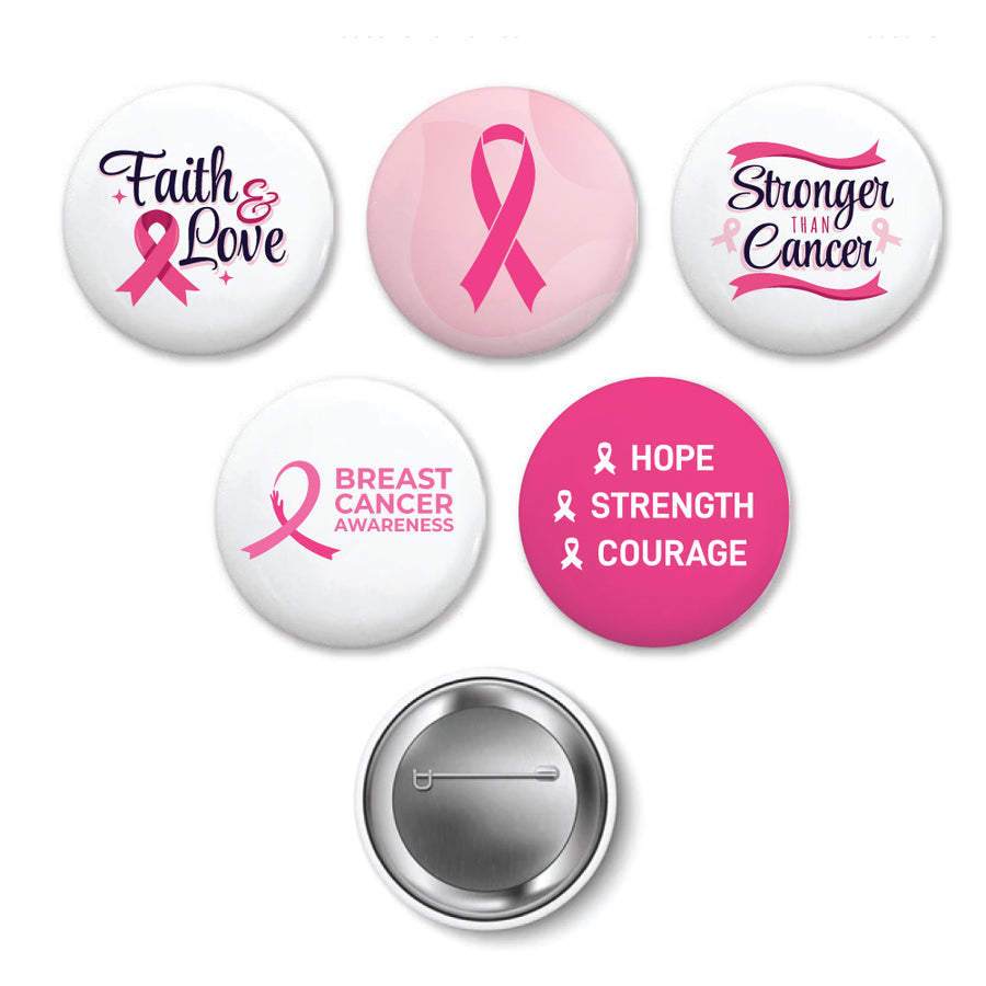 Custom Printed Breast Cancer Awareness Logo Button Badges In Aluminum | Corporate Award & Recognition Gift | UAE Delivery | Yalla Printing UAE
