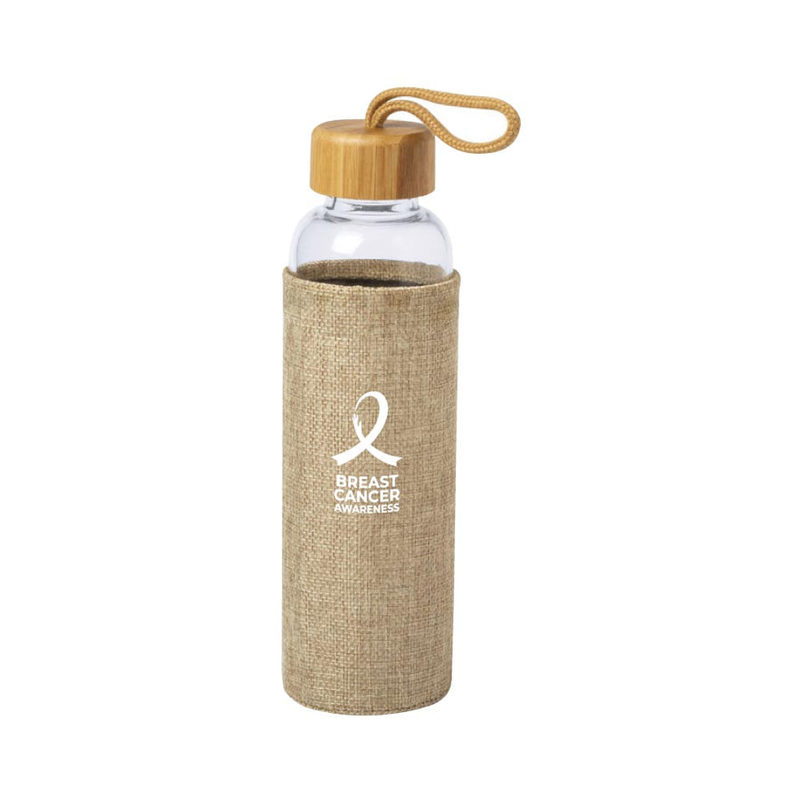 Glass Bottle with Breast Cancer Awareness Logo – Yalla Printing UAE