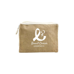 Custom Printed Jute & Cotton Zipper Pouch With Breast Cancer Awareness Logo - Cotton Fabric | Exhibitions, Conferences, Corporate Events | Yalla Printing UAE