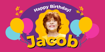 Custom Bright Colored Happy Birthday Banner - Personalized Party Decor