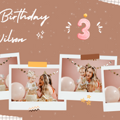 Brown Abstract Happy 3rd Birthday Banner - Modern and Playful Party Decor - Yalla Printing