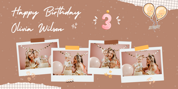 Brown Abstract Happy 3rd Birthday Banner - Modern and Playful Party Decor