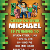 Custom Brown and Green Minecraft Birthday Banner - Personalized Party Decor - Yalla Printing