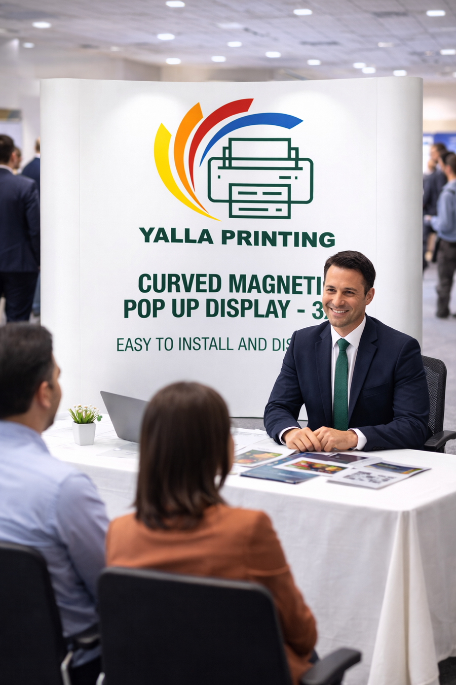 Custom Printed Magnetic Curved Pop Up Stand 3 x 3 with Foldable Structure & Carry Bag – Premium Vinyl Printed Exhibition Backdrop Display | Magnet Panel System for Events, Trade Shows, Retail Promotions & Corporate Branding | Yalla Printing UAE