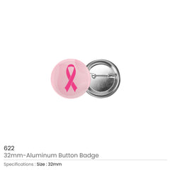 Custom Printed Breast Cancer Awareness Logo Button Badges In Aluminum | Corporate Award & Recognition Gift | UAE Delivery | Yalla Printing UAE