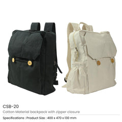 Custom Printed Black Cotton Backpack With Zipper Closure - Cotton Fabric | Custom Branded Bag | UAE Delivery | Yalla Printing UAE