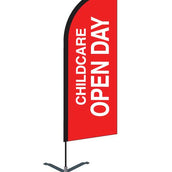 Curved Top Flag – Double-Sided Satin Print, 85x300 cm | Aluminum Pole & Heavy Duty Water Base - Yalla Printing