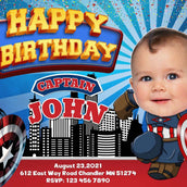 Captain America Birthday Banner" - Heroic Celebration with Captain America! - Yalla Printing