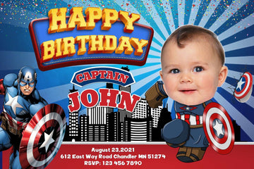 Captain America Birthday Banner" - Heroic Celebration with Captain America!