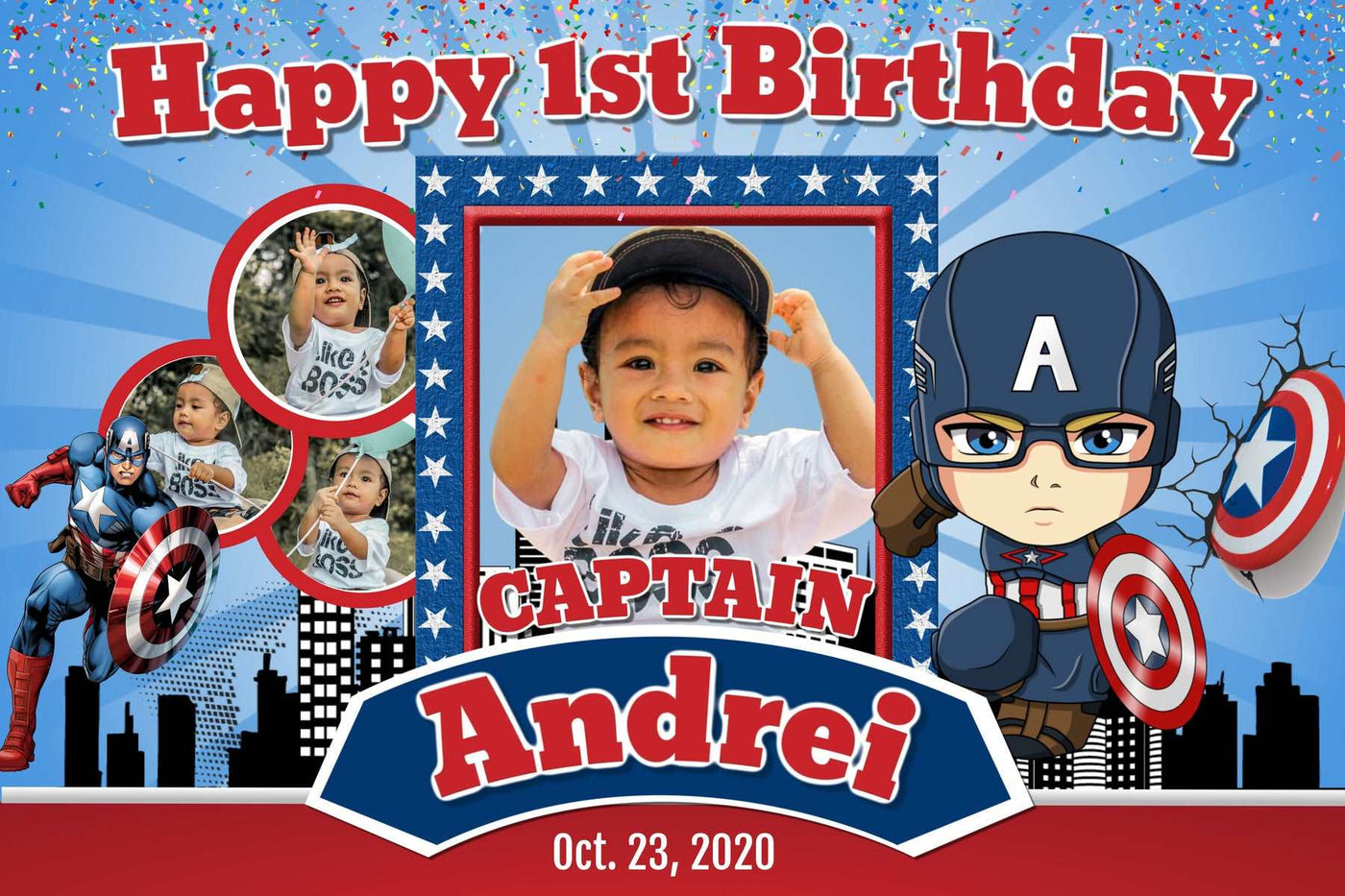 Captain America Birthday Banner" - Heroic Adventure Awaits - Yalla Printing