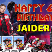 Biker Theme Bike Racing Birthday Banner - Personalized Party Decor - Yalla Printing