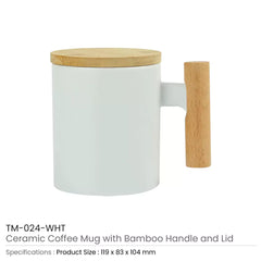 Ceramic Coffee Mugs With Bamboo Handle And Lid 380ml