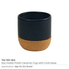 Caps & Headwear – Ceramic Cup with Cork Base 6 oz Matte Finish | Restaurant & Takeaway Branding – Yalla Printing UAE
