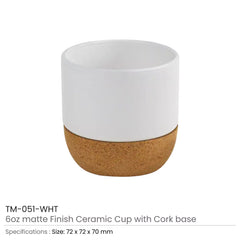 Caps & Headwear – Ceramic Cup with Cork Base 6 oz Matte Finish | Restaurant & Takeaway Branding – Yalla Printing UAE