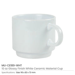 Custom Printed Ceramic Cups 10 Oz Glossy Finish White Color - Ceramic | Logo Branding Corporate Gift | UAE Delivery | Yalla Printing UAE