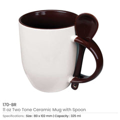Ceramic Mugs With Spoon | Logo Branding Corporate Gift | UAE Delivery | Yalla Printing UAE