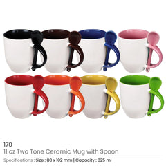 Custom Printed Ceramic Mugs With Spoon - Ceramic | Logo Branding Corporate Gift | UAE Delivery | Yalla Printing UAE