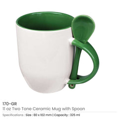 Ceramic Mugs With Spoon | Logo Branding Corporate Gift | UAE Delivery | Yalla Printing UAE