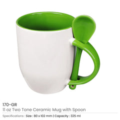 Ceramic Mugs With Spoon | Logo Branding Corporate Gift | UAE Delivery | Yalla Printing UAE