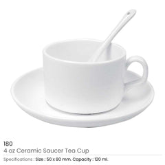 Custom Printed Ceramic Saucer Teacups With Spoon - Ceramic | Logo Branding Corporate Gift | UAE Delivery | Yalla Printing UAE