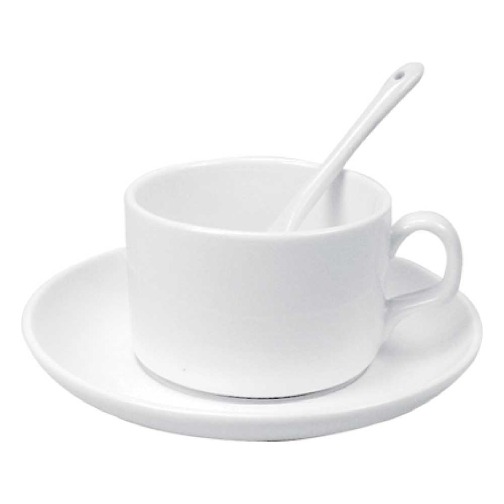 Custom Printed Ceramic Saucer Teacups With Spoon - Ceramic | Logo Branding Corporate Gift | UAE Delivery | Yalla Printing UAE