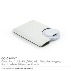 Custom Printed Charging Cable Kit (60W) With Iwatch Charging Pad In Pu Leather Pouch | Custom Branded Bag | UAE Delivery | Yalla Printing UAE