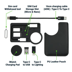 Custom Printed Charging Cable Kit (60W) With Iwatch Charging Pad In Pu Leather Pouch | Custom Branded Bag | UAE Delivery | Yalla Printing UAE