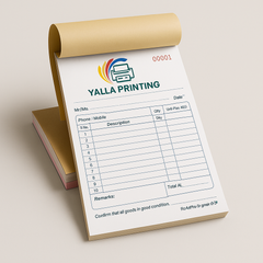 Custom A5 NCR Bill Books (1+1 Copy) – Single Copy Invoice & Receipt Pads | Personalized Carbonless Books with Free Design & Fast UAE Delivery – Yalla Printing