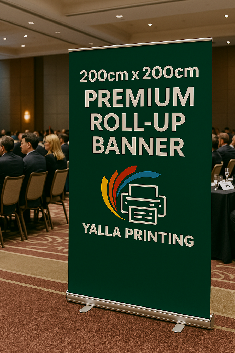 Custom Printed 200Cm X 200Cm Premium Roll-Up Banner - Portable And Professional Display Solution Custom Design – Portable Structure, Premium Display System | Exhibitions, Retail Promotions, Outdoor Promotions | Yalla Printing UAE