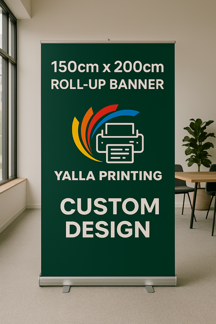 Custom Printed 150 Cmx200 CM Roll-Up Banner - Portable And Professional Display Solution Custom Design – Portable Structure, Premium Display System | Exhibitions, Retail Promotions, Outdoor Promotions | Yalla Printing UAE