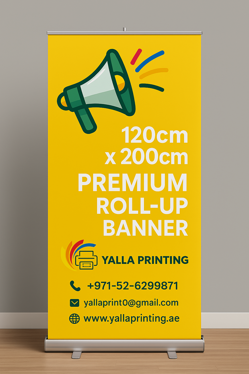 Custom Printed 120Cm X 200Cm Premium Roll-Up Banner - Portable And Professional Display Solution Custom Design – Portable Structure, Premium Display System | Exhibitions, Retail Promotions, Outdoor Promotions | Yalla Printing UAE