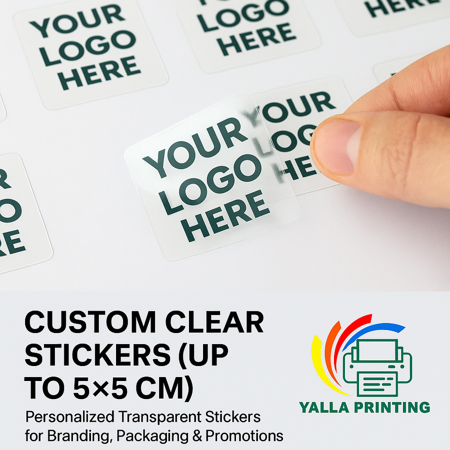 Custom Clear Stickers (Up to 5x5 cm) – Personalized Transparent Stickers for Branding, Packaging & Promotions | Yalla Printing