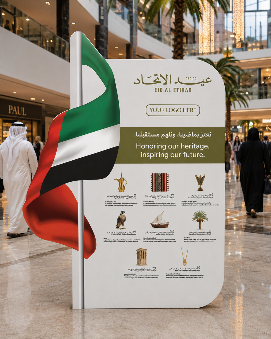 UAE 55th National Day Backdrop – National Pride Wave Design – Yalla Printing UAE