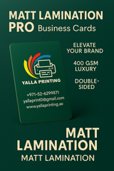Matt Lamination PRO Business Cards – Elevate Your Brand with 400 GSM Luxury | Double-Sided | Free Design Services | Yalla Printing