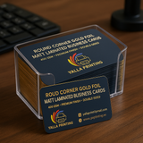 Gold Foil Matt Laminated Business Cards – 400 GSM, Premium Finish, Double-Sided | Free Design Services | Yalla Printing