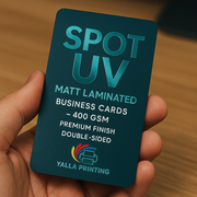Round Corner Spot UV Matt Laminated Business Cards – 400 GSM, Premium Finish, Double-Sided | Free Design Services | Yalla Printing