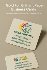 Gold Foil Brilliant Paper Business Cards – 300 GSM, Premium Finish, Double-Sided | Free Design Services | Yalla Printing