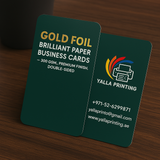 Gold Foil Brilliant Paper Business Cards – 300 GSM, Premium Finish, Double-Sided | Free Design Services | Yalla Printing