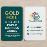 Gold Foil Brilliant Paper Business Cards – 300 GSM, Premium Finish, Double-Sided | Free Design Services | Yalla Printing