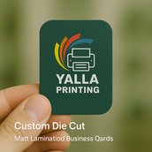 بطاقات أعمال مخصصة مقطوعة ومغلفة بطبقة غير لامعة - 400 جرام لكل متر مربع، جودة ممتازة، أشكال فريدة | خدمات تصميم مجانية | Yalla Printing