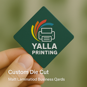 بطاقات أعمال مخصصة مقطوعة ومغلفة بطبقة غير لامعة - 400 جرام لكل متر مربع، جودة ممتازة، أشكال فريدة | خدمات تصميم مجانية | Yalla Printing