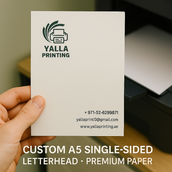 Custom A5 Single-Sided Letterhead - Premium Paper | Personalized Professional Stationery for Corporate Branding, Marketing & Communication - Yalla Printing