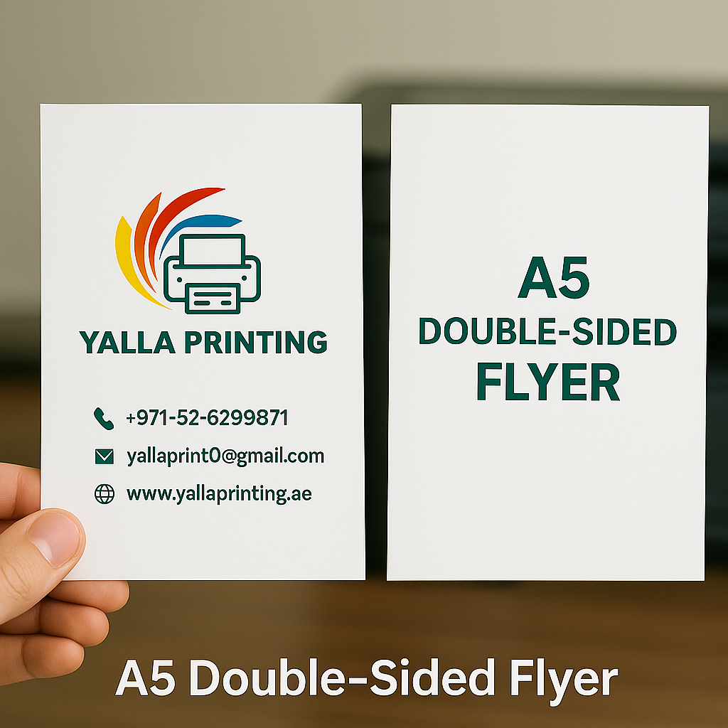 منشورات بحجم A5 على الوجهين – مطبوعات ملونة عالية الجودة | Yalla Printing