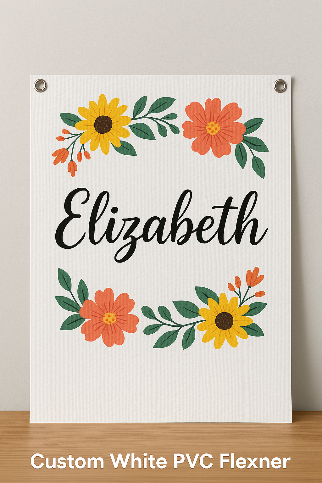 Personalized White PVC Flex Banner with Custom Name