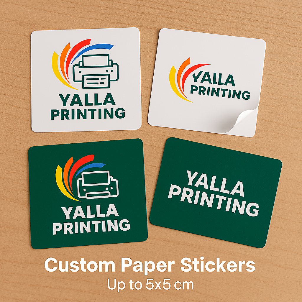 Custom Paper Stickers (Up to 5x5 cm) – Personalized Small Stickers for Branding, Packaging & Promotions | Yalla Printing