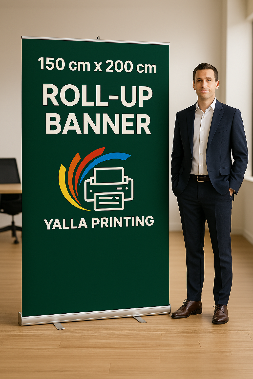 150 cmx200 cm Roll-Up Banner - Portable and Professional Display Solution Custom Design