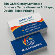 350 GSM Glossy Laminated Business Cards – Premium Art Paper, Double-Sided Printing | Free Design Services | Yalla Printing